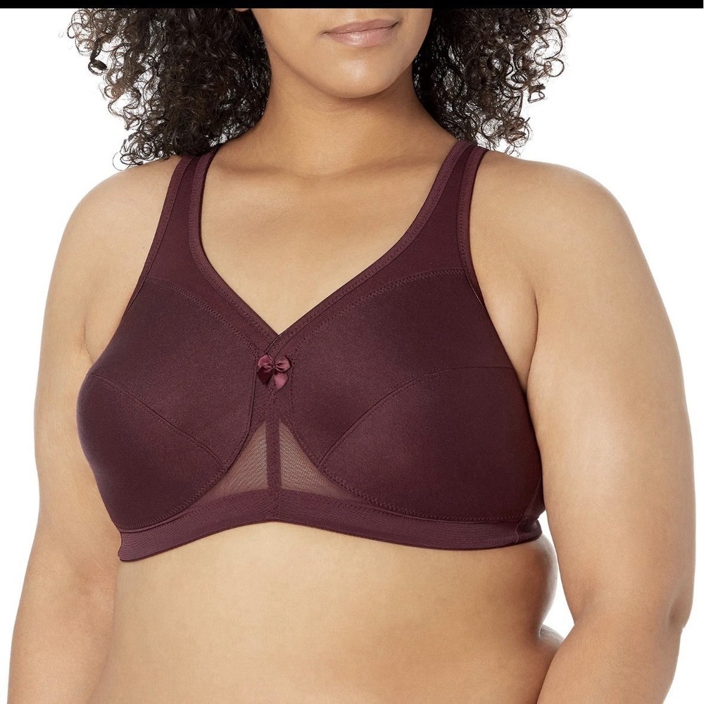 Glamorise MagicLift Active Support Bra Wireless Unlined Plus Size 42F Brown‎